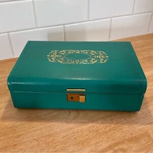 Vintage Farrington Texol Jewelry Box Aqua Mid Century Travel Case 1950’s-1960’s